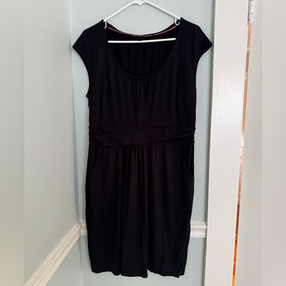 Boden Margot Cotton Modal Jersey Black Day Dress - Size 12R